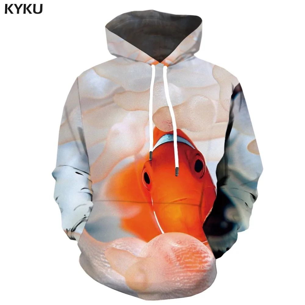 KYKU Fish/3d Толстовка с капюшоном для мужчин толстовки принтом карпа толстовка