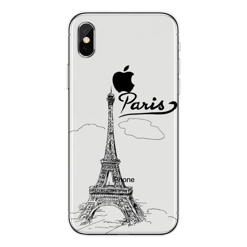 Для iPhone X 10 5,8, мягкий чехол из ТПУ с Эйфелевой текстурой для iPhone 6, 6 S, 7, 8 Plus, 5S, SE, 7, 8, Париж, Vogue, Роскошный прозрачный силиконовый чехол для телефона - Цвет: TPU
