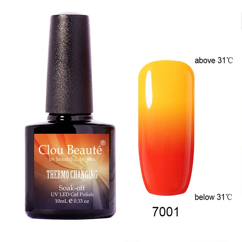 Clou Beaute термо меняющийся Гель-лак для ногтей, блестящий УФ/светодиодный температурный Гель-лак, Гель-лак, впитывающий УФ-гель для ногтей - Цвет: 7001