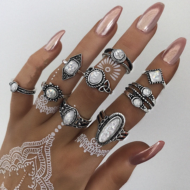 Набор серебряных огненных опаловых колец натуральное кольцо для свадьбы