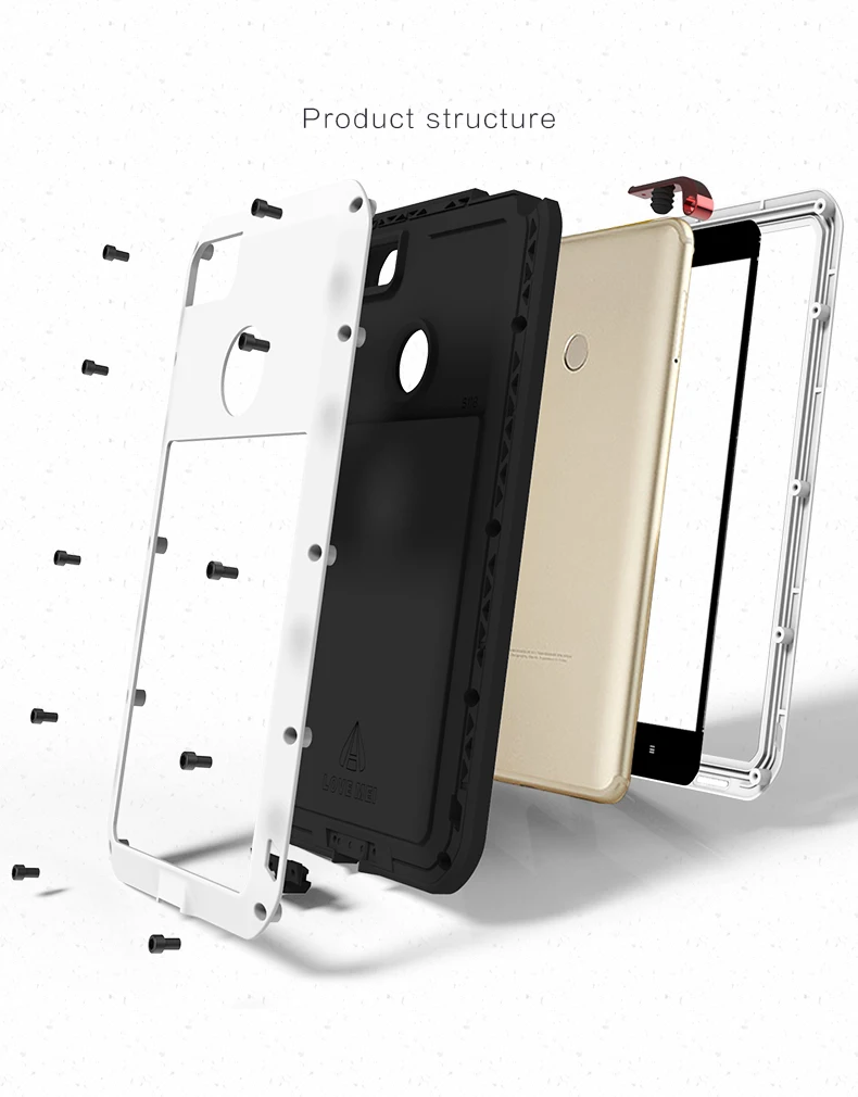 Оригинальный противоударный металлический чехол Max2 LOVE MEI для Xiaomi Mi Max 2