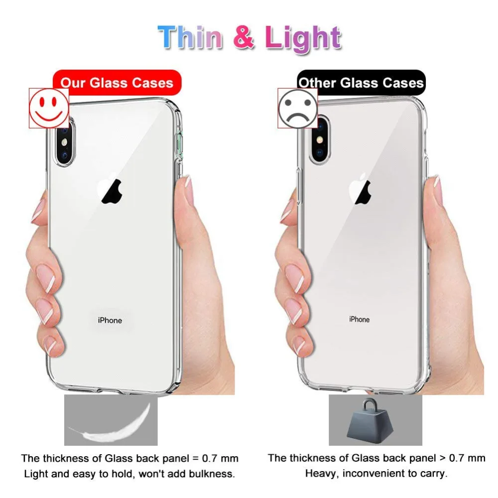 Ascromy для iPhone Xs Max чехол из закаленного стекла задней панели ТПУ мягкий силиконовый