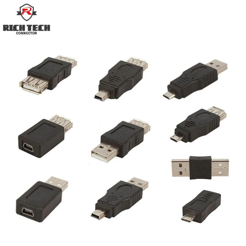10 шт./1 компл. Микро USB разъем микс AM к AF Micro/Mini 5pin адаптер для Samsung Lenovo Huawei ZTE HTC