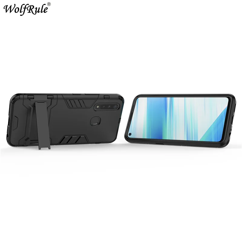 Противоударный чехол для Vivo Z5X мягкий резиновый + пластиковый телефона подставка