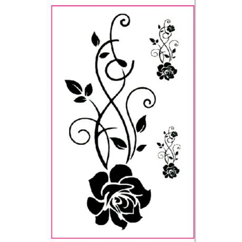 Черные розы Временные татуировки боди-арт ARM флэш наклейки 6*10 см