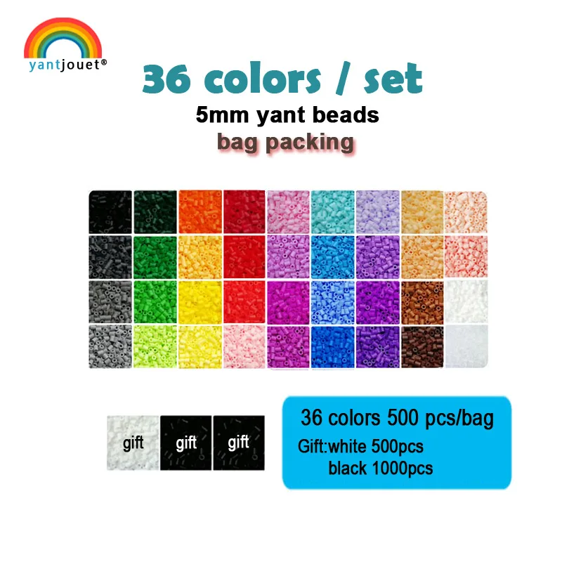 

Yantjouet 5mm Yant Beads 36color/set Black White for Kid Hama Perler Bead Diy Puzzles High Quality Handmade Gift children Toy