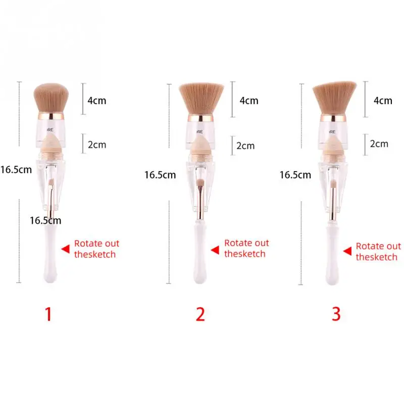 3 в 1 Кисточки для макияжа мягкие синтетические волосы тени век Кисть Губка