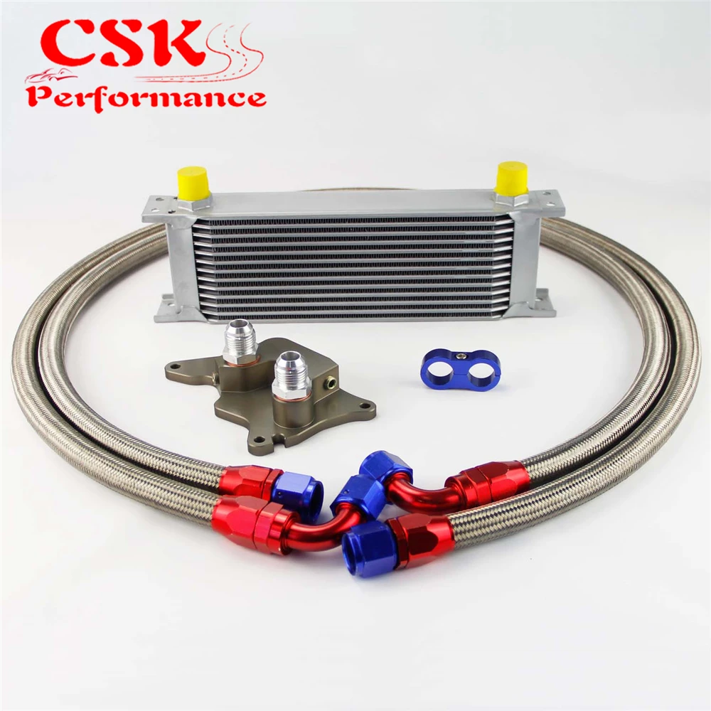 

13 Row 248mm AN10 British Oil Cooler Kit Fits For BMW Mini Cooper R56 Supercharger Black/Silver