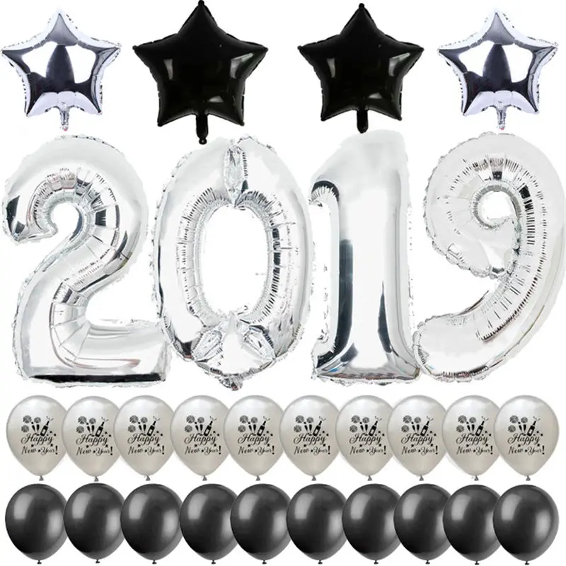 32 дюйма номер 2019 фольги Воздушные шары розовое золото счастливый новый год