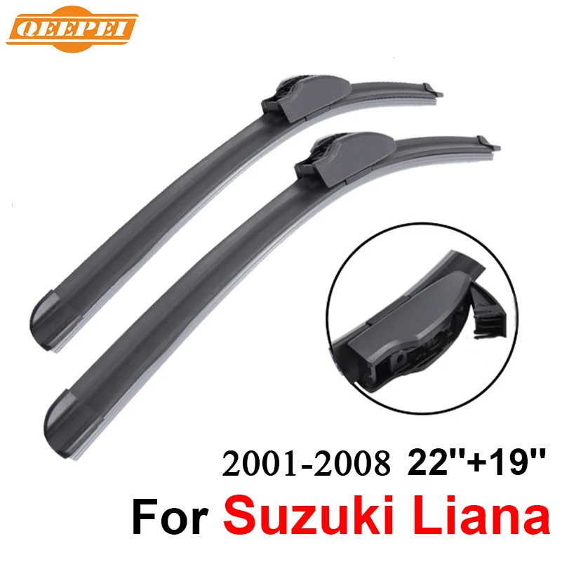 QEEPEI Front and Rear Wiper Blade no Arm For Suzuki Liana 2001-2008 High quality Natural Rubber windscreen 22''+19'' |