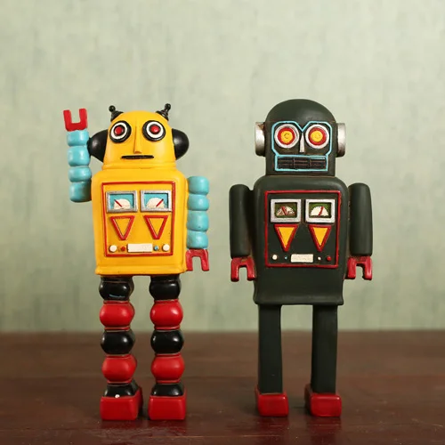 

American retro decor decoration robot cafe bar clothing shop window display shelf Restaurant poppy flower