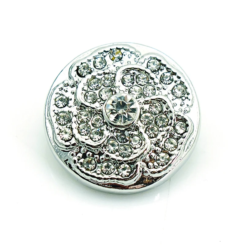 JINGLANG Fashion Full Rhinestone Flower 18mm Ginger Snap Button Metal Clasp DIY Interchangeable Jewelry Accessories | Украшения и
