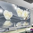 Фотообои с изображением белых роз, пузырей, фон для гостиной, настенная 3D Фреска, экологичные влагостойкие фрески