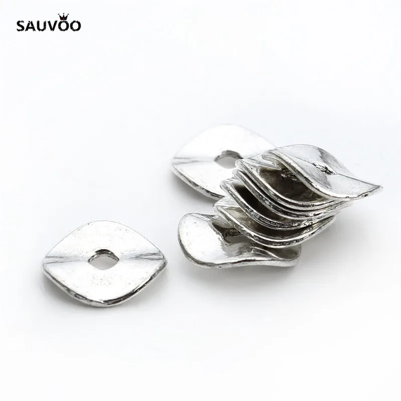 Sauvoo 100 шт. античный серебряный цвет круглый плоский Металл Рондель волна