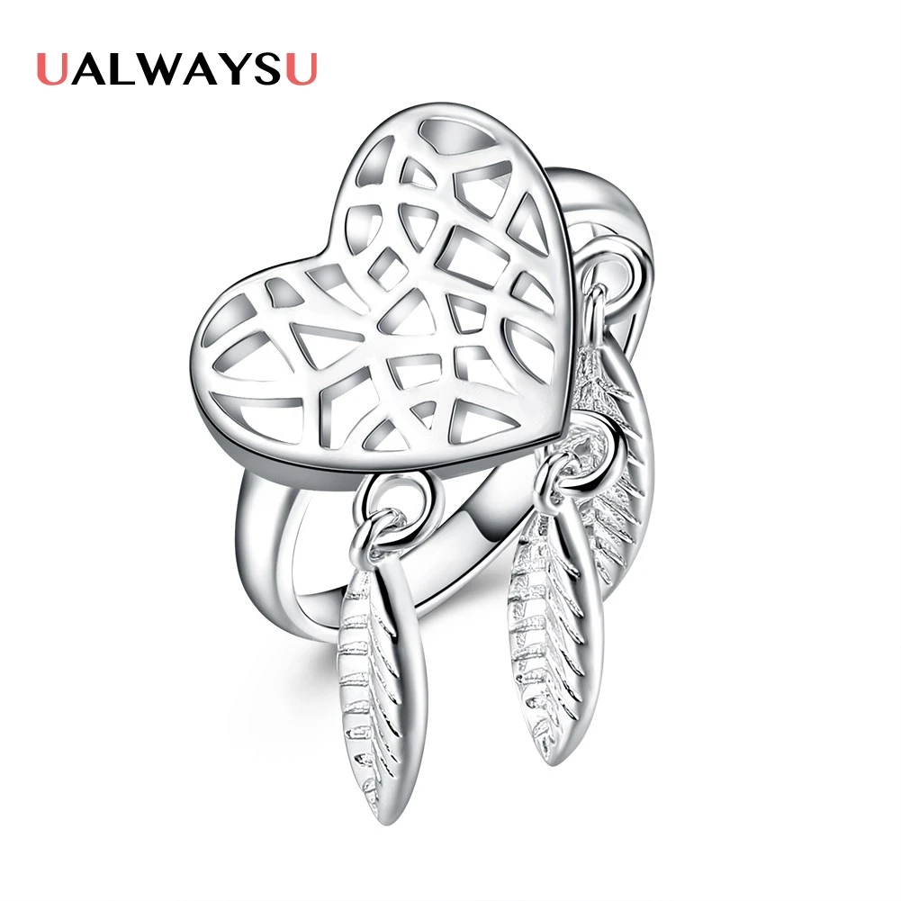 R941 Wholesale Fashion silver plated jewelry jewellery finger ring handmade twist lady gift classic hot women cz heart dangle | Украшения и
