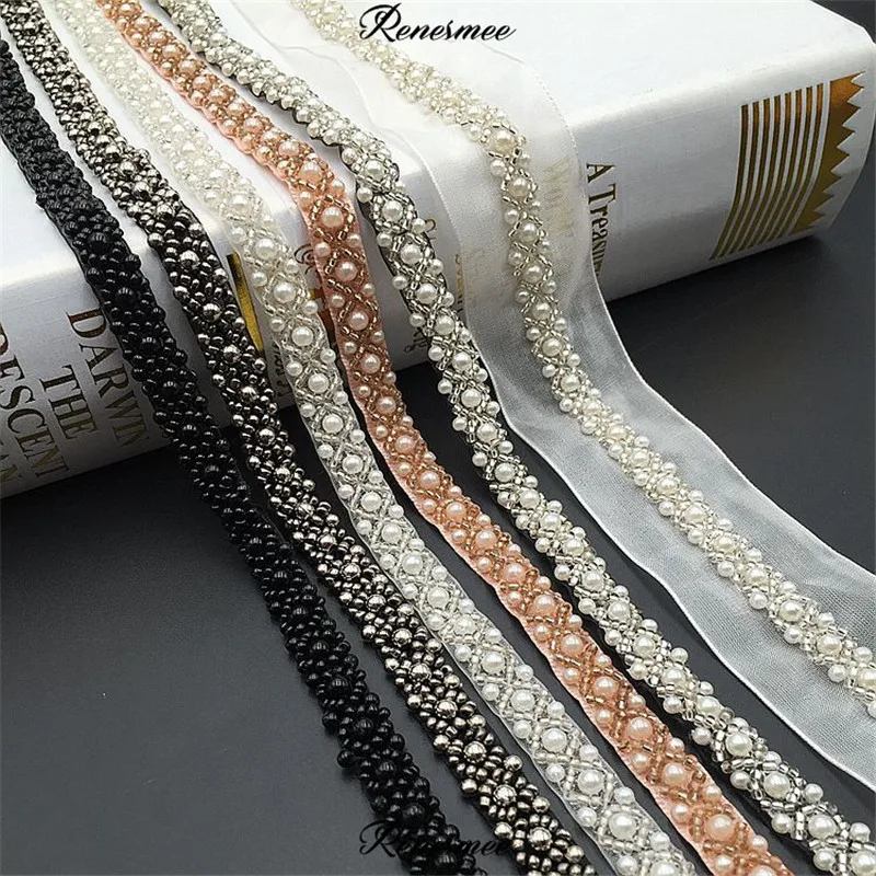 4 м/лот черная слоновая кость винтажная сетка с вышитыми тяжелыми цветами