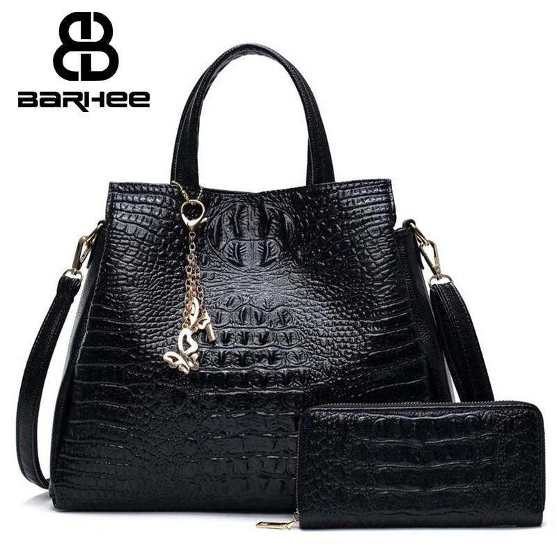 Модная большая сумка на плечо с узором крокодиловая кожа новинка 2017 женские
