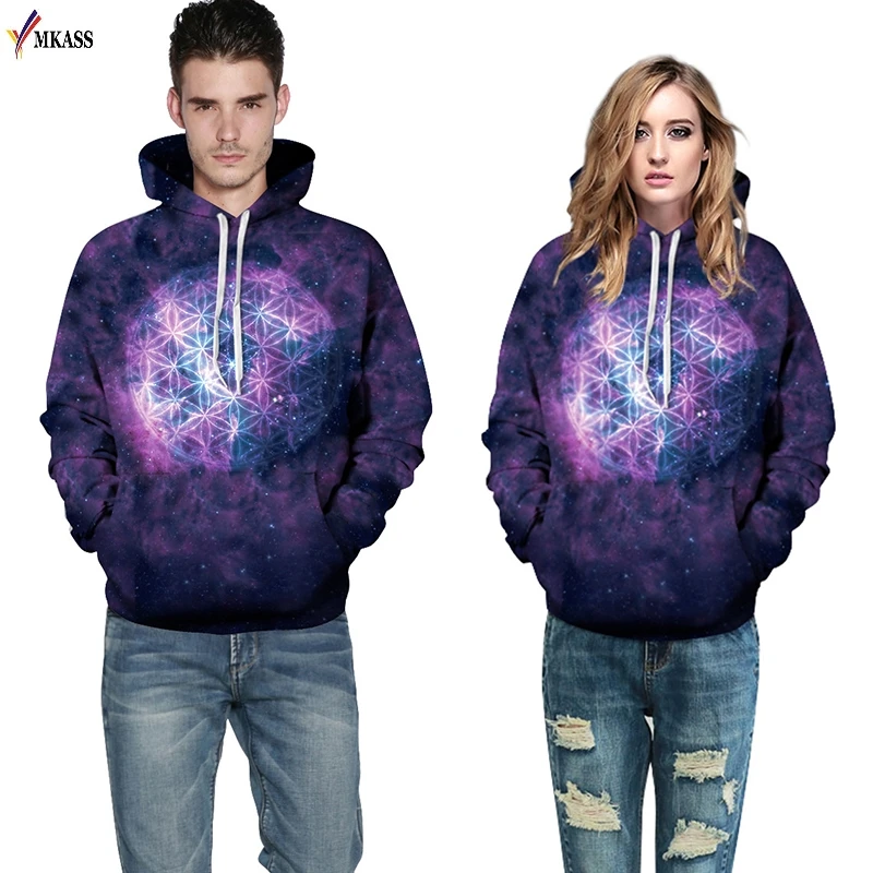 

MKASS Hot Space Galaxy 3d Sweatshirts Men/Women Hoodies With Hat Print Stars Nebula Autumn Winter Loose Thin Hooded Hoody Tops