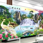 Набор для вышивания крестиком Zozack, рисунок текущей воды, павлин, пейзаж, самодельная вышивка, DMC домашний декор, 11CT