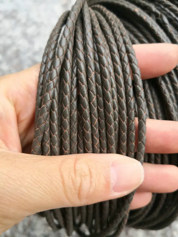 dark olive green 3 мм плетеный кожаный плетеный шнур Круглый Натуральная кожа полоса для ожерелья или браслета изготовления ювелирных изделий - Цвет: dark olive green
