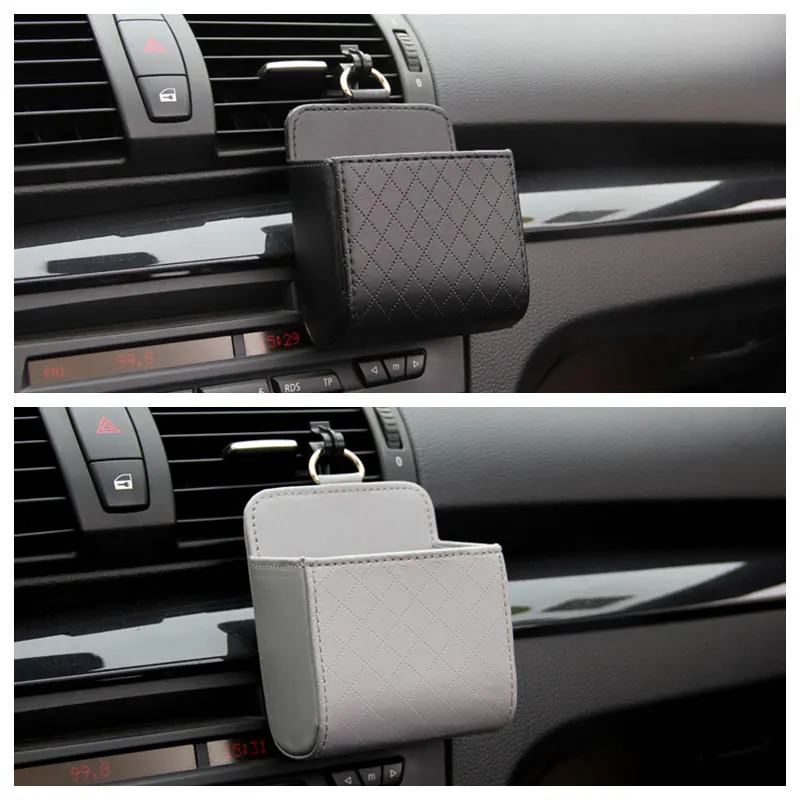 SEAMETAL Авто Vent Outlet мусорный ящик из искусственной кожи Автомобильный держатель для