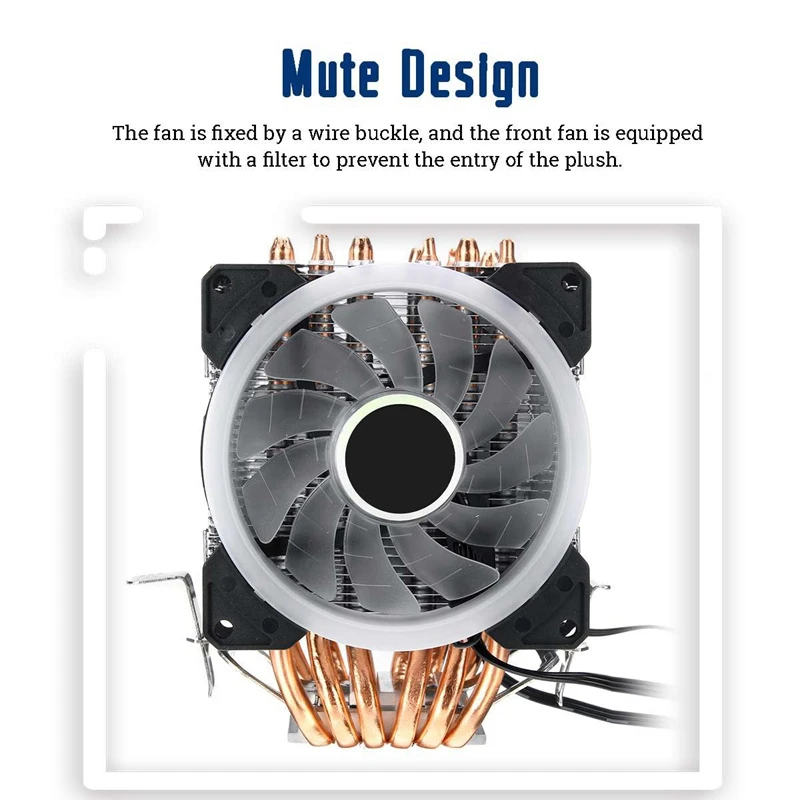 6 тепловых труб кулер для процессора вентилятор с Rgb двухбашенный радиатор 9 см
