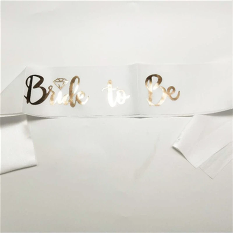 Атласная лента для невесты белое розовое золото девичник вечеринки свадебные