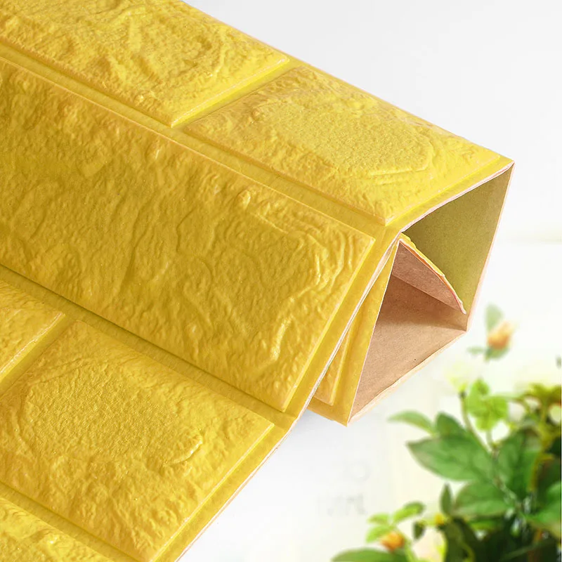 yellow DIY 3D стикер на стену s PE пена безопасный домашний декор обои Настенный декор кирпичная гостиная детская спальня декоративная наклейка - Цвет: yellow