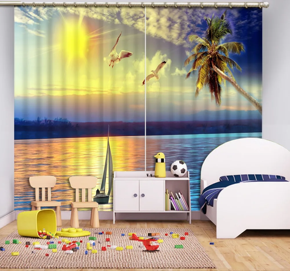 

High quality custom 3d curtain fabric nature scenery 3d curtains