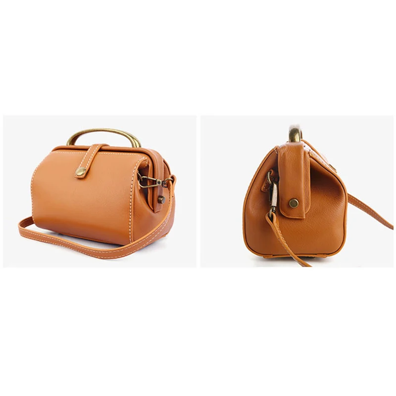 100% Genuine Leather Handbags Women Cow Womens Bags Retro Doctor Bag Soft Real Crossbody Ladies Shouder | Багаж и сумки