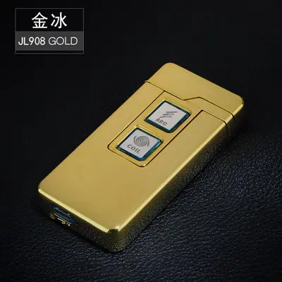 Gold 2 в 1 Сенсорная Индукционная электронная USB Зажигалка двойного назначения типа катушка Плазменная и дуговая импульсная Зажигалка гаджеты для мужчин подарки - Цвет: Gold