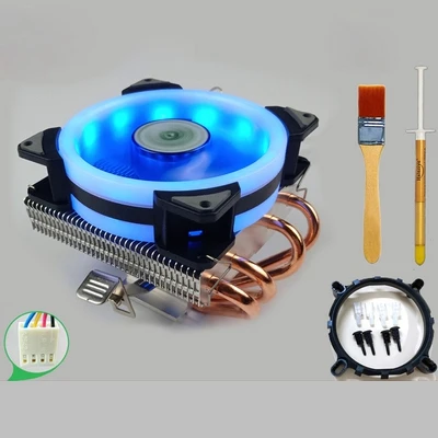 4pin double Green Ультра Процессор кулер Медь трубы радиатора HTPC ITX материнской плате компьютера чехол proccesor кулер вентилятор охлаждения для Intel LGA1156 1151 1150 775 AM3 AM4 - Цвет лезвия: 4pin double Green