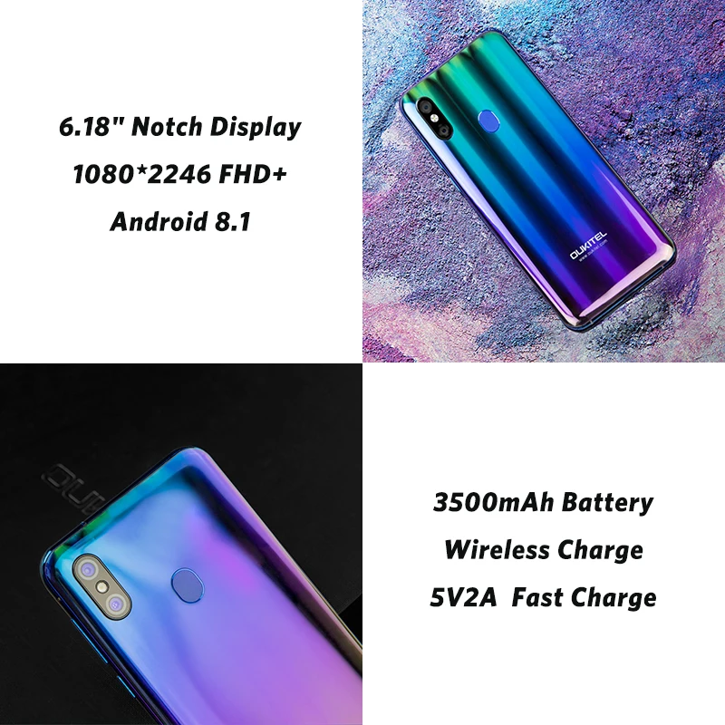 OUKITEL U23 6 г 64 Беспроводной зарядки Face ID 18 &quotНотч Дисплей мобильного телефона Android 8 1