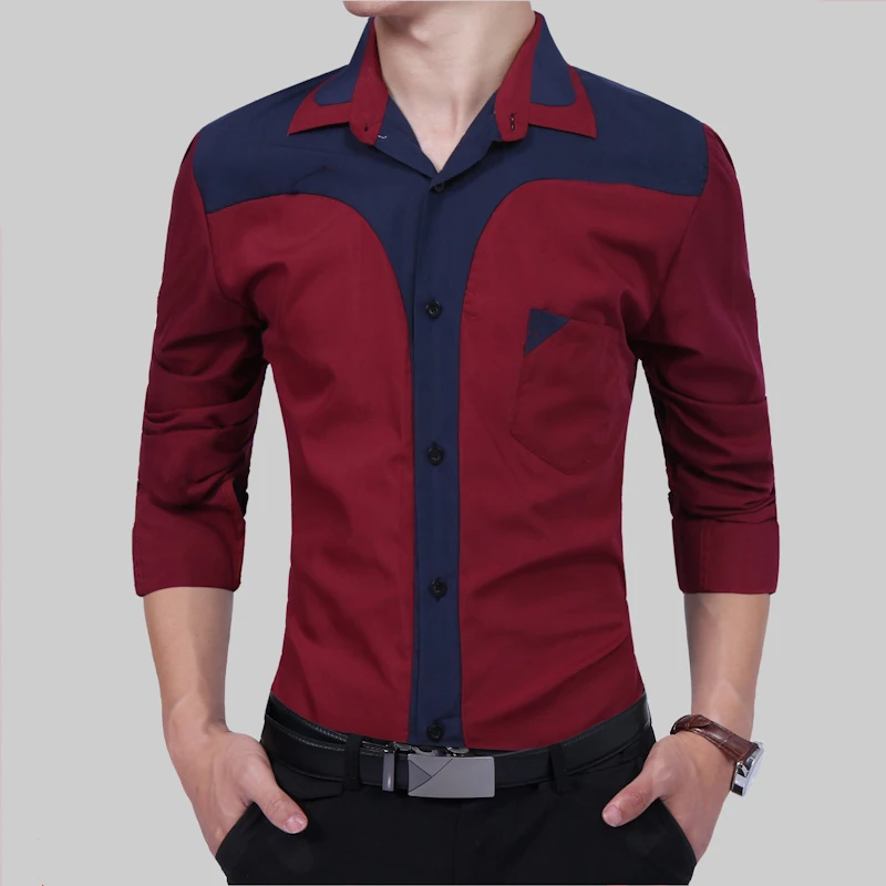 Мужская одежда Camisa Masculina 2017 Весенняя рубашка с длинными рукавами деловая