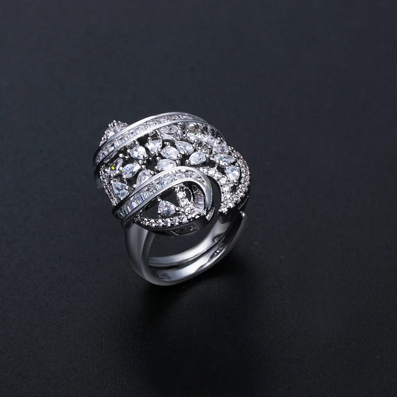 

New Luxury Women bridal Jewelry Sets setting Cubic zircon 4pcs sets ( necklace + bracelet + earrings + ring) free drop shipping