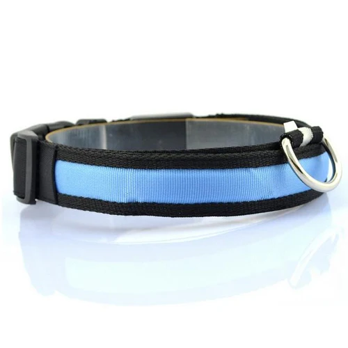 Blue Нейлоновый светодиодный ошейник для собак, ночная безопасность, анти-потеря, мигающие светящиеся ошейники, товары для собак, 7 цветов, размеры s, m, l, xl, для домашних собак s - Цвет: Blue