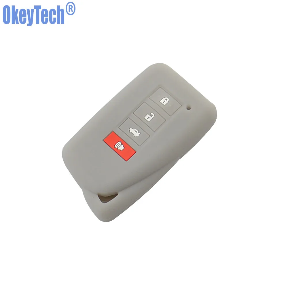 Gray OkeyTech 4 кнопки силиконовый для ключа автомобиля подходит для Lexus NX 200 NX300H RX 350 450H ES 350 GS IS LS GS RC F брелок держатель - Название цвета: Gray