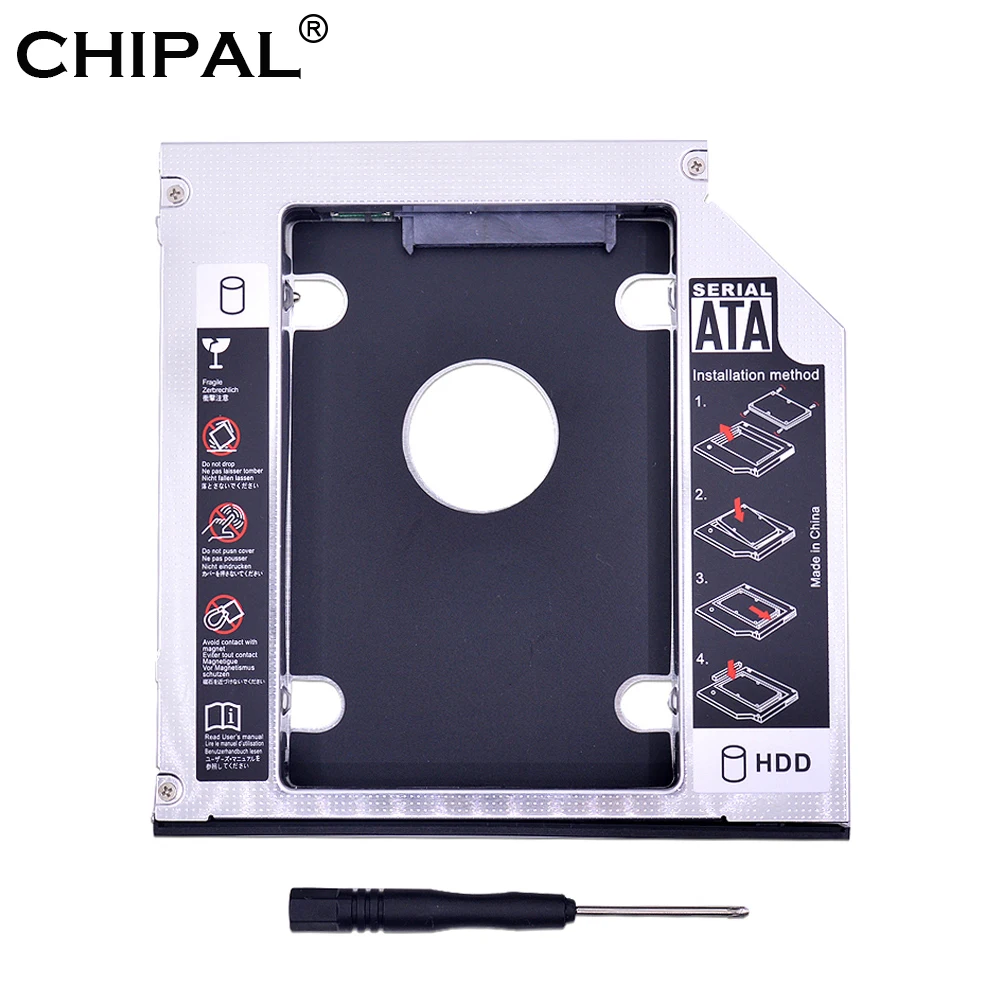 CHIPAL 2nd HDD Caddy 12 7 мм Универсальный Алюминий для 2 5 &quot12 9 SSD корпус + двойной