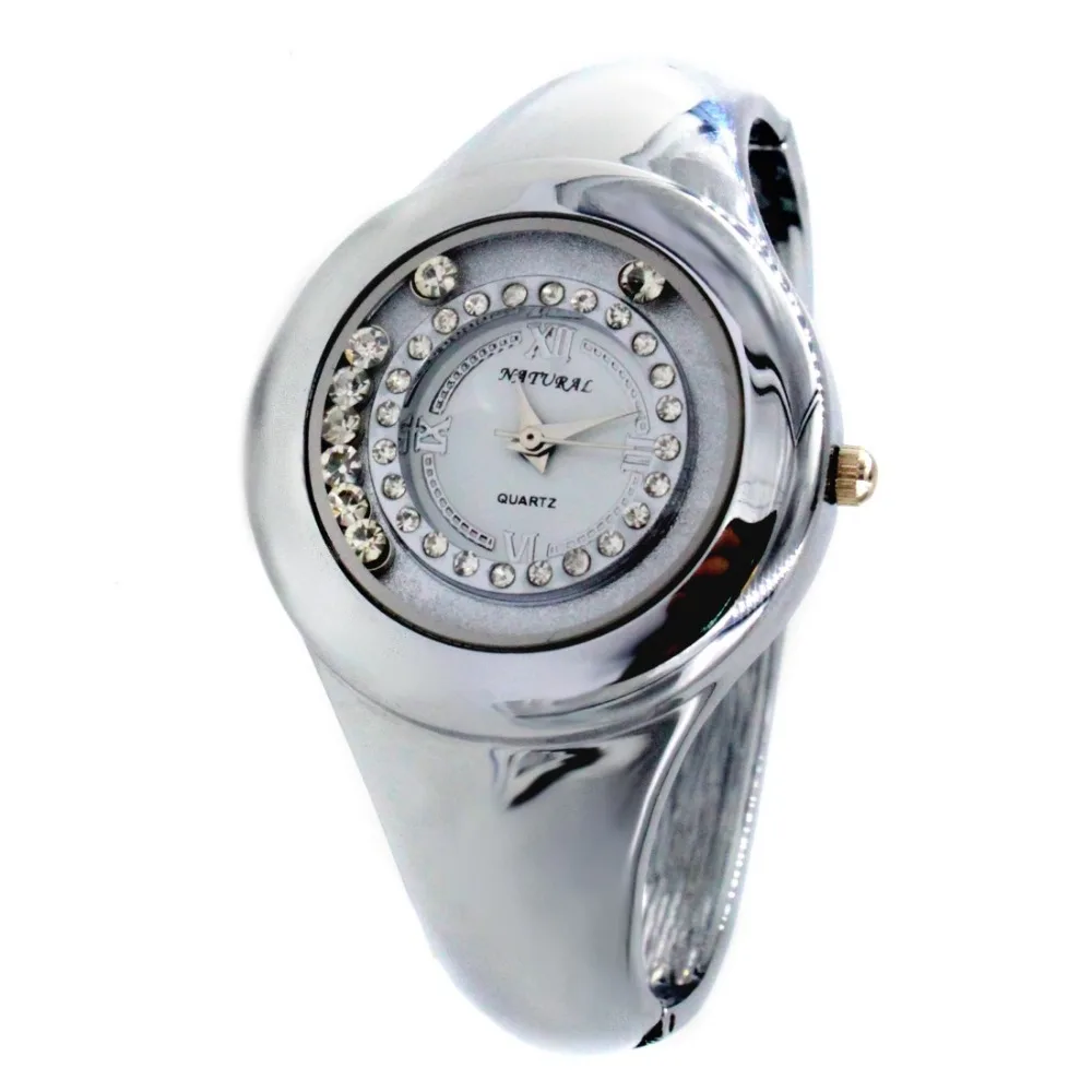 ALEXIS Ladies First Choice Bangle Watches Shiny Silver Band Round PNP Shiny Silver Watchcase Women Fashion Watch  FW678C