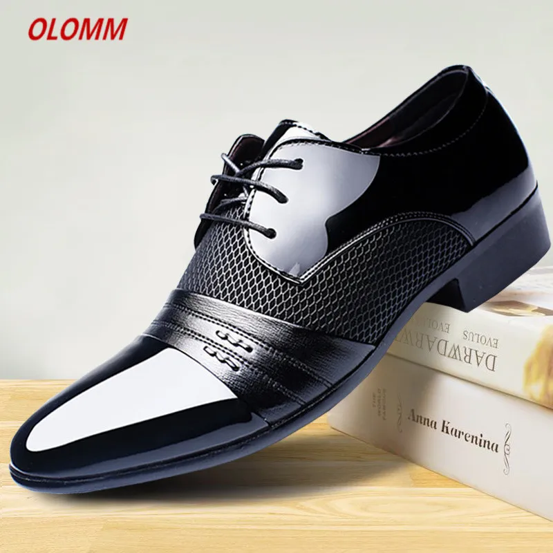 

luxury Classic Man Pointed Toe Dress Shoes Mens Patent Leather Black Wedding Shoes Oxford Formal Shoes Big Size men shoes