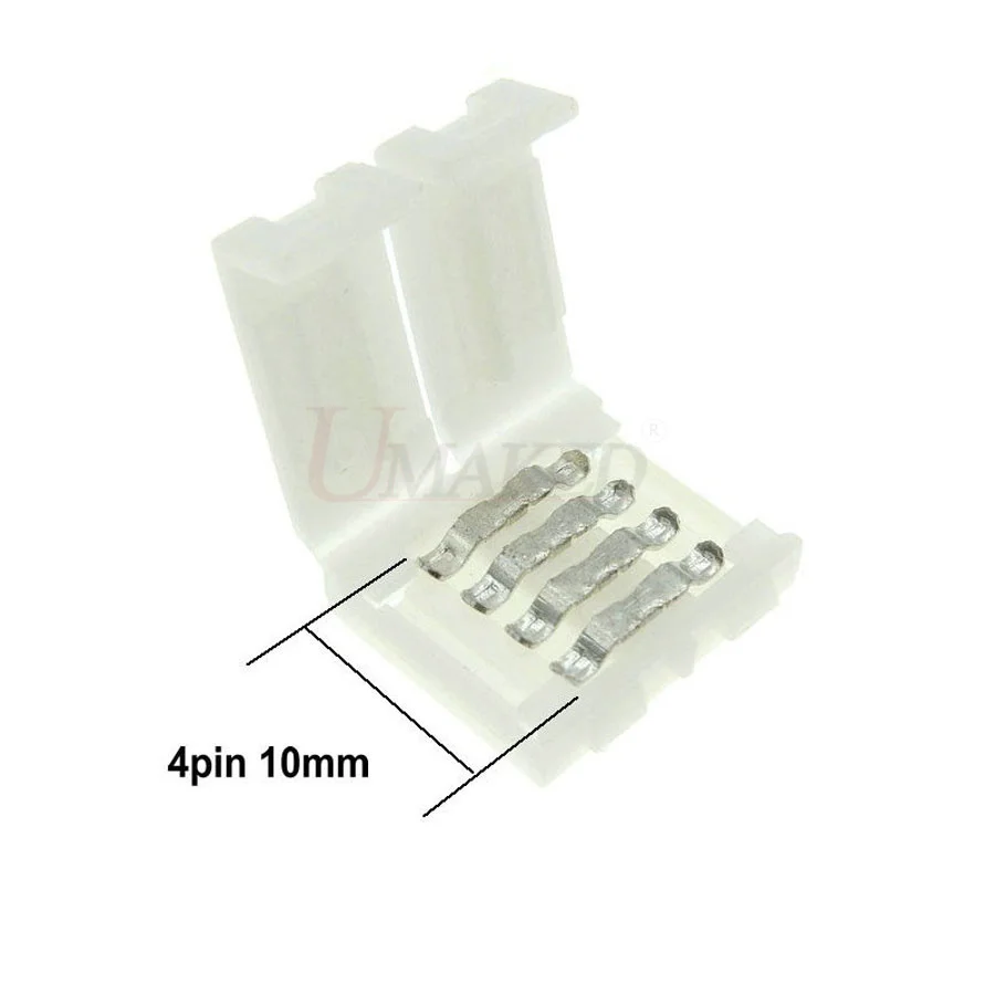 4PIN 10mm 10 шт. 8mm2P/10 мм 2 P/10 мм 4P разветвитель без пайки правый Быстрый без пайки угловой адаптер 12 В 3528/5050 светодиодный RGB полоса - Испускаемый цвет: 4PIN 10mm
