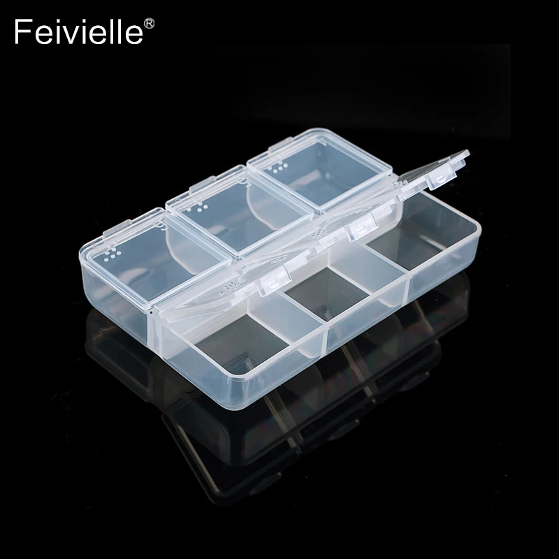 Feivielle 2 шт./компл. 6 сеток прозрачная коробка пластиковая косметическая для ногтей