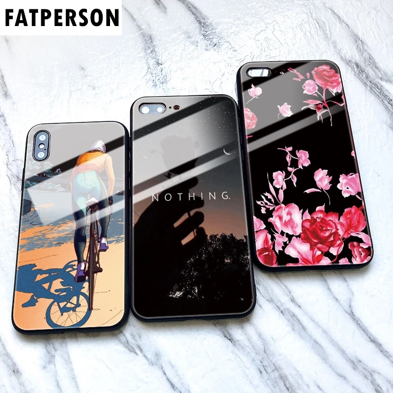 Цветок чехол из закаленного стекла для телефона iphone 5 6 мультфильм 7 8 6s 6splus 7plus 8plus x