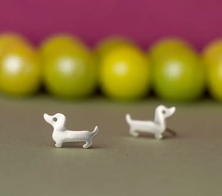 Женские серьги гвоздики такса золотистые/Серебристые|fashion stud earrings|stud earringsdog earrings |