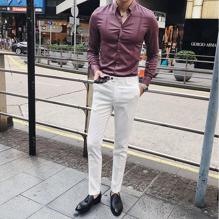 2019 Осенняя Новая модная Высококачественная Роскошная рубашка с вышивкой мужские