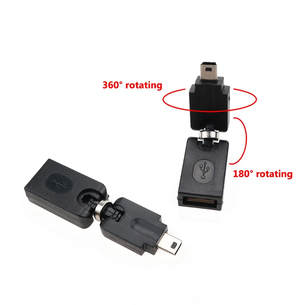 

JCD 20X Mini 5 Pin Male To USB 2.0 Type A Male 360 Degree Rotation Angle Adapter Extension Adaptor for MP3 players Car