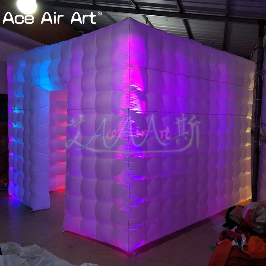 3x3 м белая ткань led освещение кабины, всплывающие фото стенд, кубические вечерние события станции смешной навес для Франции
