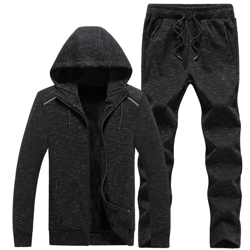Мужской спортивный костюм теплый из хлопка и флиса с капюшоном 7XL 8XL|running set|men running