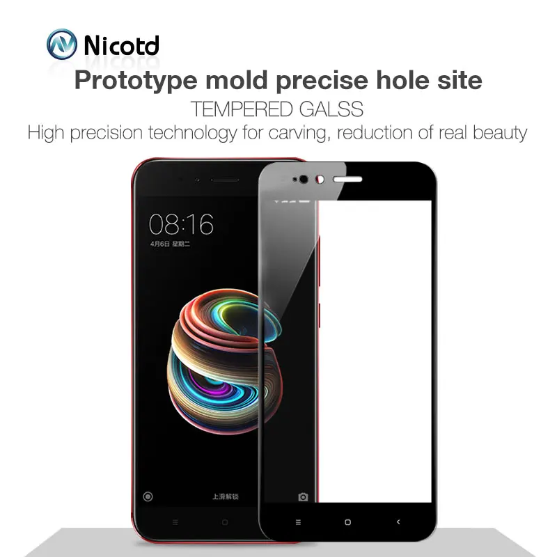 Nicotd 2.5D Полноразмерное закаленное стекло для Xiaomi Mi A1 5X мобильный телефон 5 дюйма