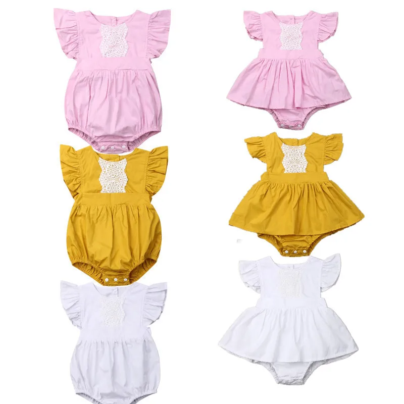 

Cute Newborn Baby Girls Sleeveless Lace Dress Bodysuit Jumpsuit Outfits Clothes Sunsuit